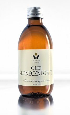 Słonecznikowy olej tłoczony na zimno 250 ml Słonecznikowy olej tłoczony na zimno 250 ml firmy drGola