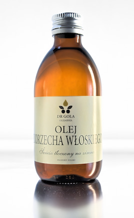 Olej tłoczony na zimno z orzechów włoskich 250 ml Olej tłoczony na zimno z orzechów włoskich 250 ml firmy drGola